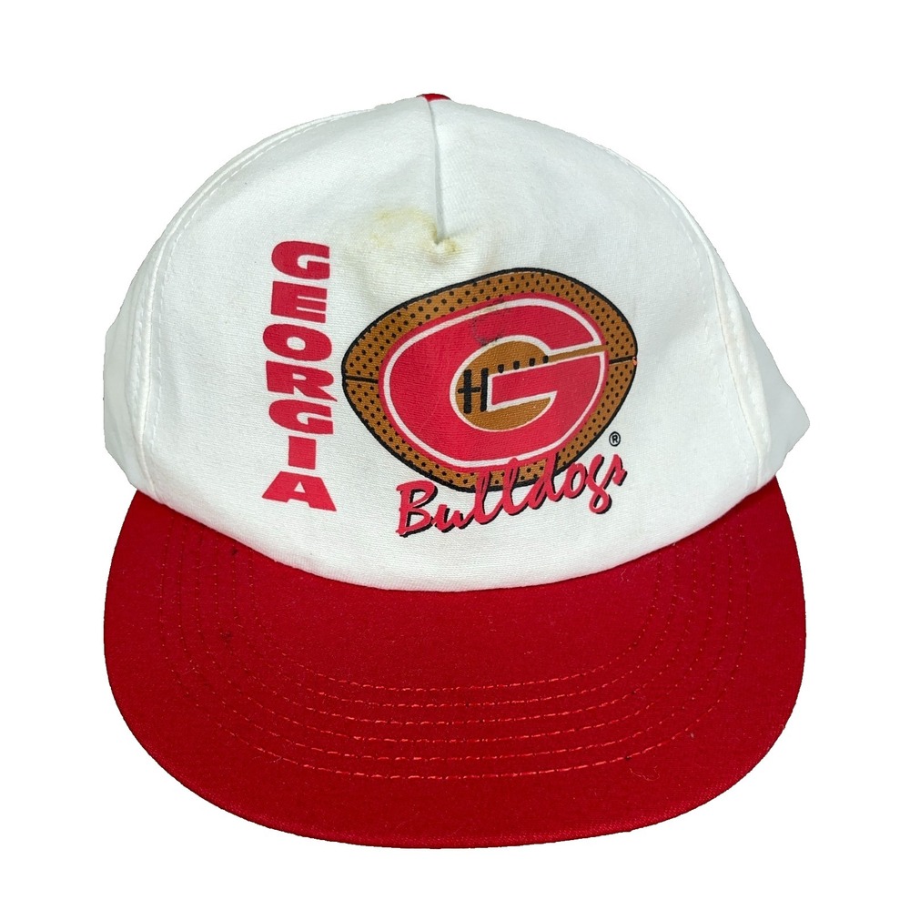 Vintage Georgia Bulldogs Snapback Hat Cap 90s Made In USA Football Adult White